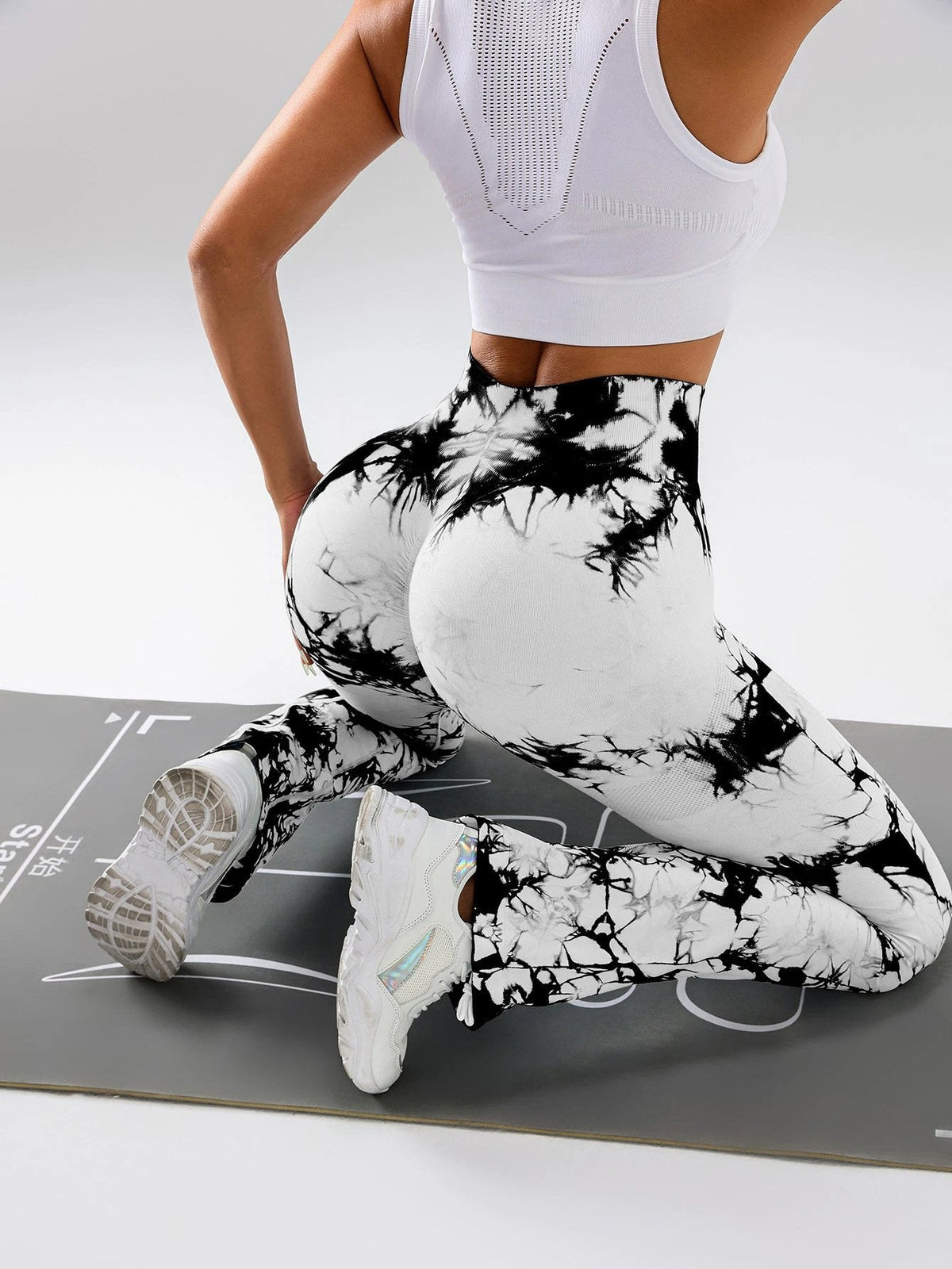 High-Waist Tummy Control Flare Yoga Pants For Women, Tie-Dye Stretch Slimming Bootcut Workout Pants, Fitness & Sports Activewear