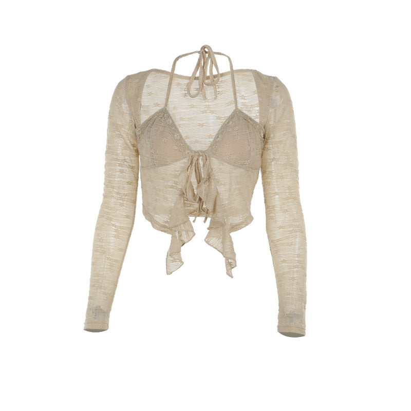 Women's Fashion Casual Flower Lace Long-sleeved Top