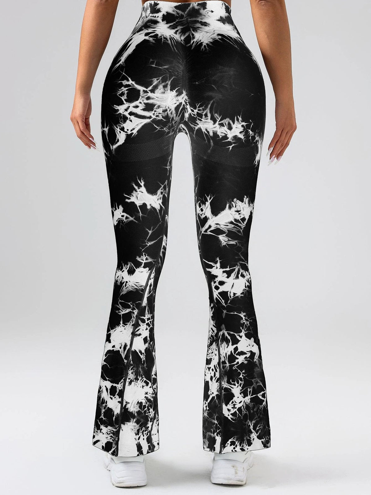 High-Waist Tummy Control Flare Yoga Pants For Women, Tie-Dye Stretch Slimming Bootcut Workout Pants, Fitness & Sports Activewear