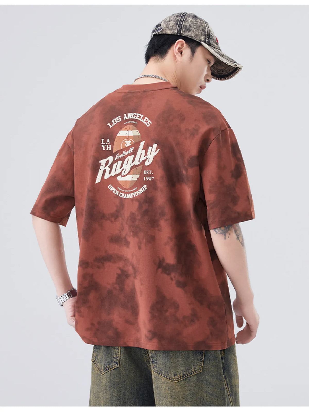 Men's Plus Size Round Neck T-Shirt | Oversized Washed Cotton Tee