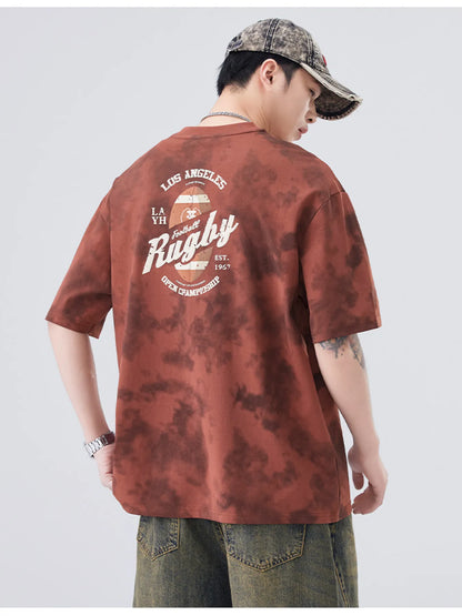 Men's Plus Size Round Neck T-Shirt | Oversized Washed Cotton Tee