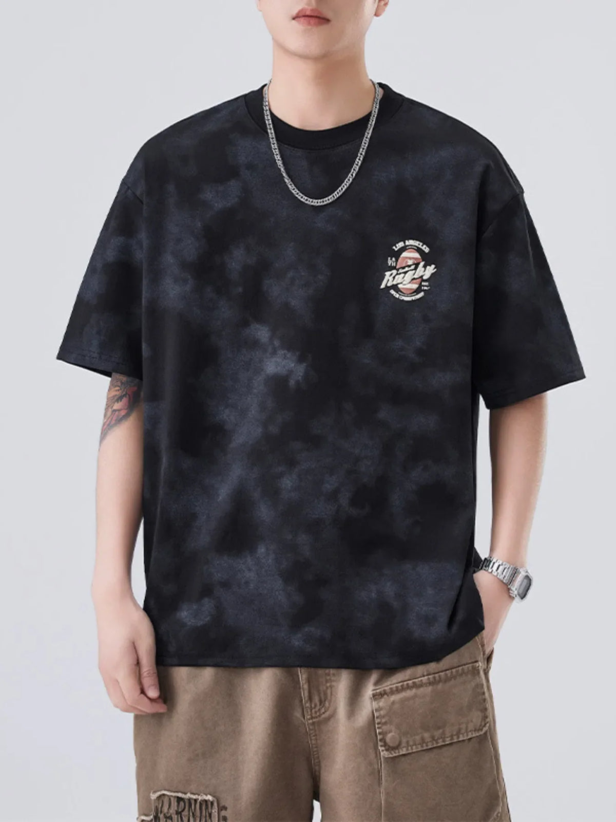 Men's Plus Size Round Neck T-Shirt | Oversized Washed Cotton Tee