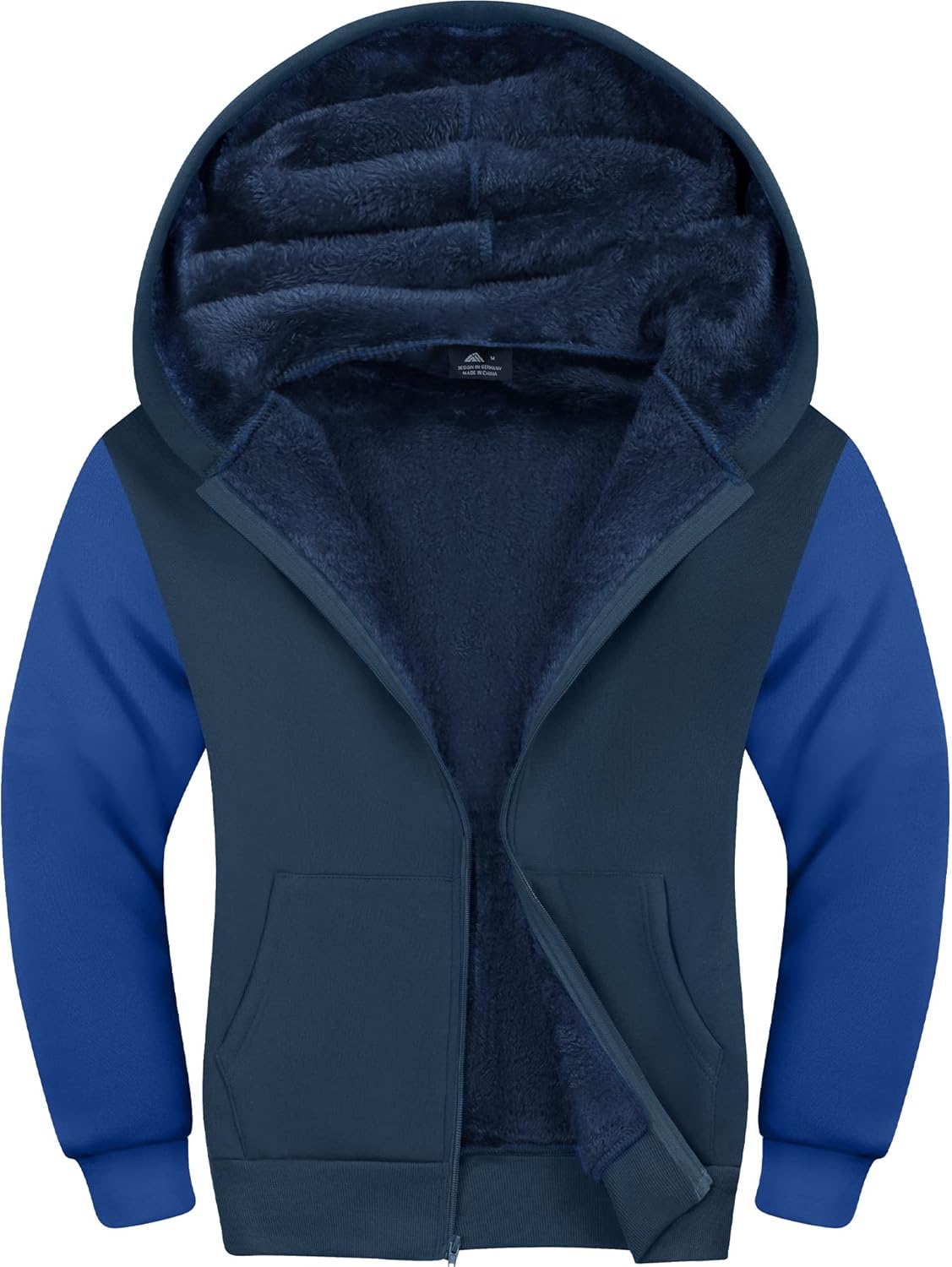 SWISSWELL Hooded Jacket for Boys Full Zip Ultra Soft Sherpa Fleece Hoodie Sweatshirt for Kids School Hooded Outerwear