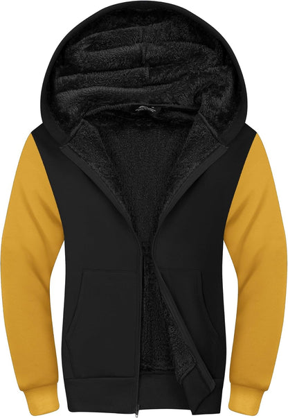 SWISSWELL Hooded Jacket for Boys Full Zip Ultra Soft Sherpa Fleece Hoodie Sweatshirt for Kids School Hooded Outerwear
