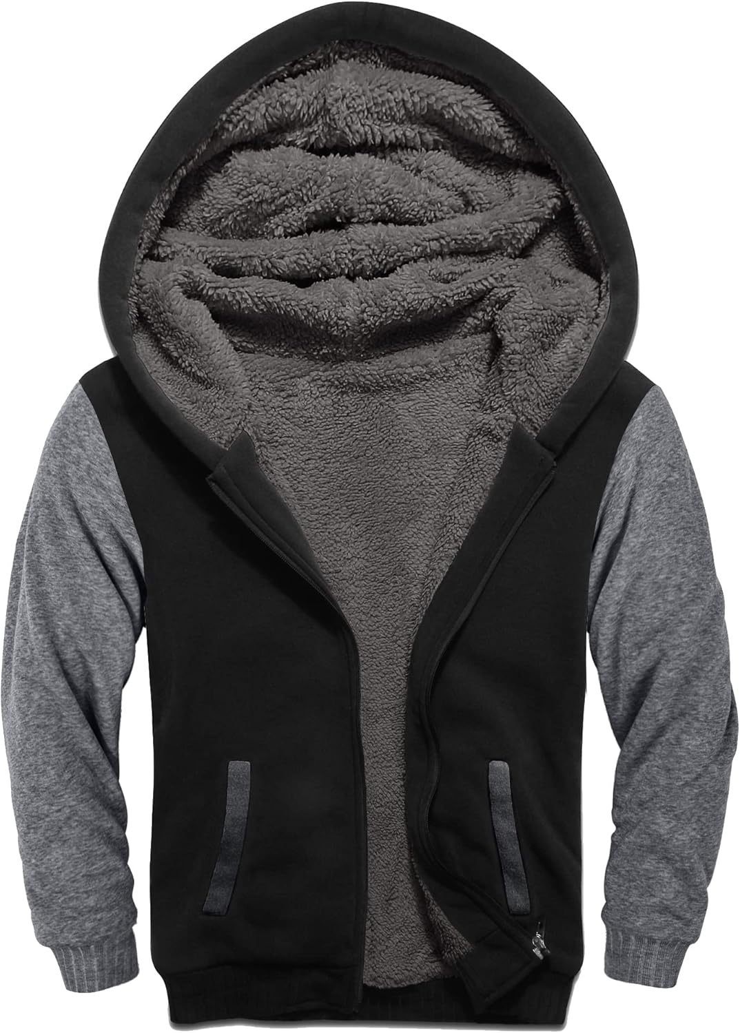 SWISSWELL Hooded Jacket for Boys Full Zip Ultra Soft Sherpa Fleece Hoodie Sweatshirt for Kids School Hooded Outerwear