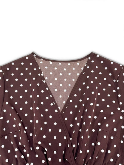 Plus Size Polka Dot Ruffle Hem Mini Dress