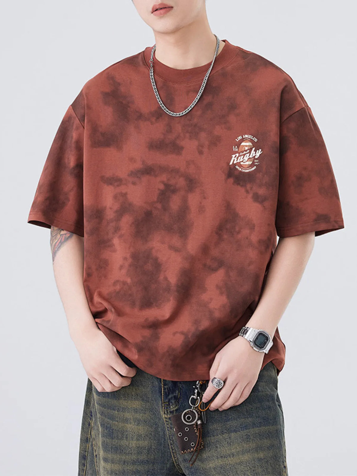 Men's Plus Size Round Neck T-Shirt | Oversized Washed Cotton Tee