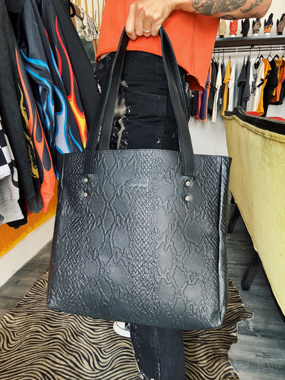 Alligator Skin Leather Shoulder Bag with Zebra Print Liner