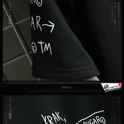 Men's Sweater Retro Mock Two-Piece Hooded Korean Hip Hop Print Sweatshirt Loose Hoodie Male Fleece Padded Jacket