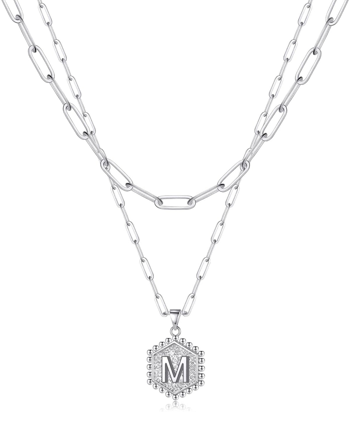Beautiful Silver Layered Initial Necklaces (A-Z)