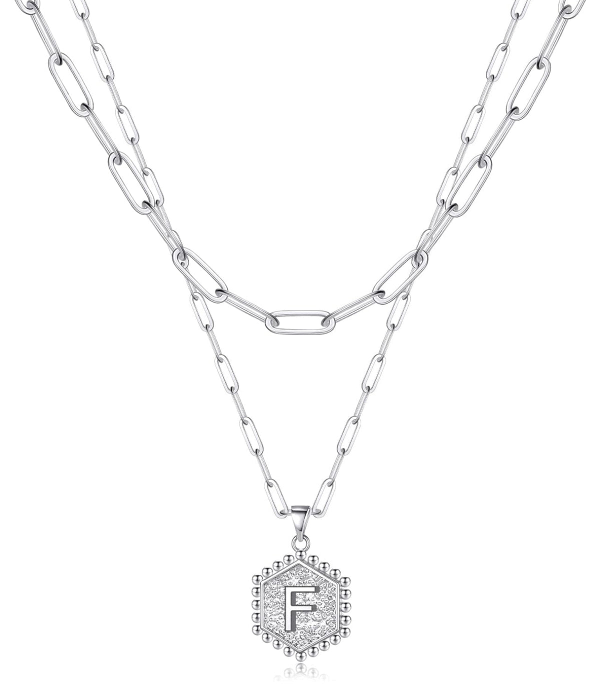 Beautiful Silver Layered Initial Necklaces (A-Z)