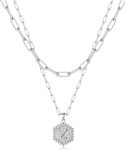 Beautiful Silver Layered Initial Necklaces (A-Z)