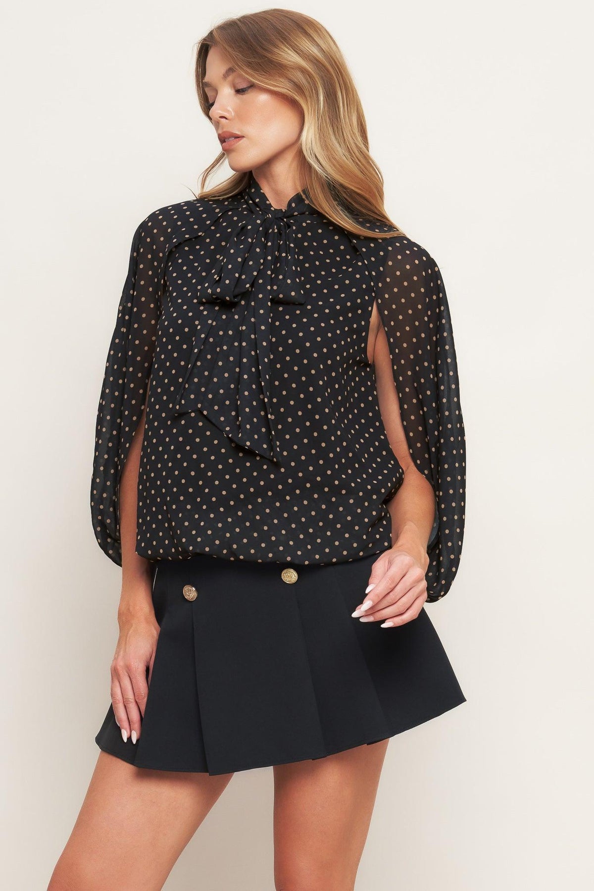 MIDNIGHT DOT CHIC WOVEN TOP