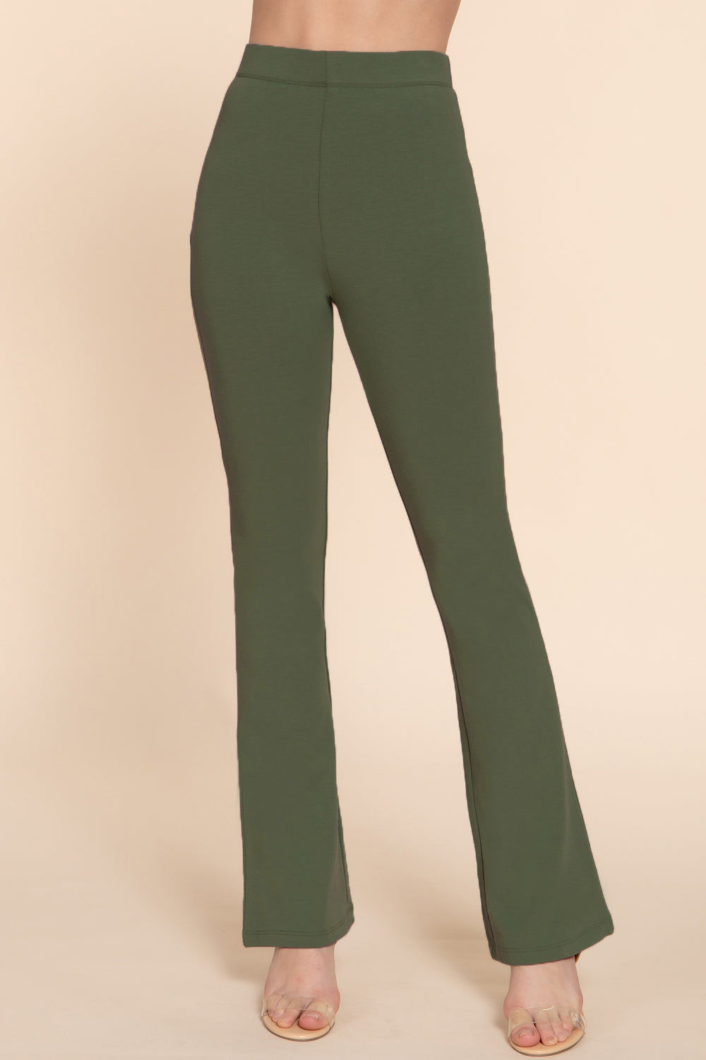 Active USA - Women's Waist Elastic Slim Flare Yoga Pants - P13392