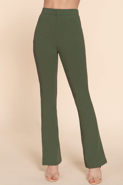 Active USA - Women's Waist Elastic Slim Flare Yoga Pants - P13392