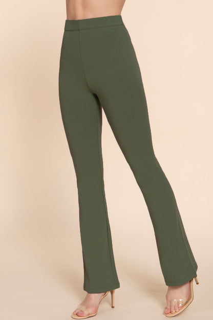 Active USA - Women's Waist Elastic Slim Flare Yoga Pants - P13392
