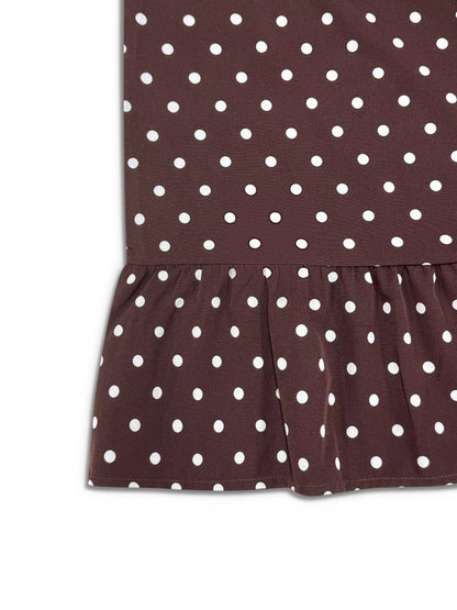 Plus Size Polka Dot Ruffle Hem Mini Dress