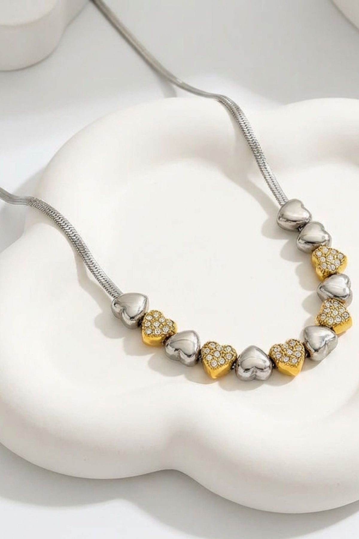 Sienna Waterproof Heart Teardrop Y-Necklace Two Tone