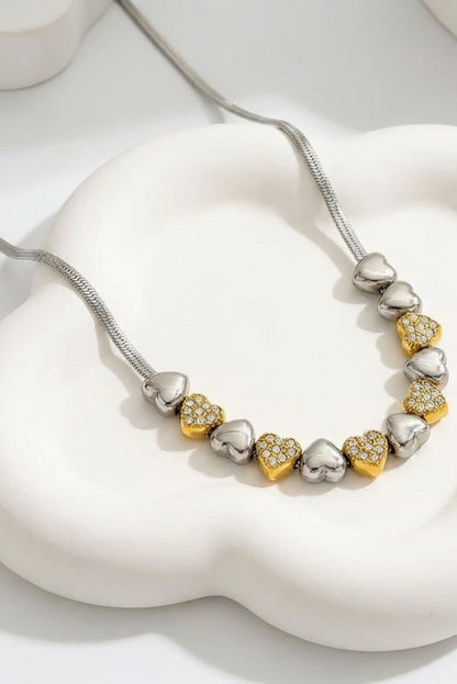 Sienna Waterproof Heart Teardrop Y-Necklace Two Tone