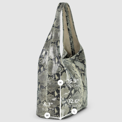 Italian Genuine Python-Print Suede Hobo Bag | Isernia