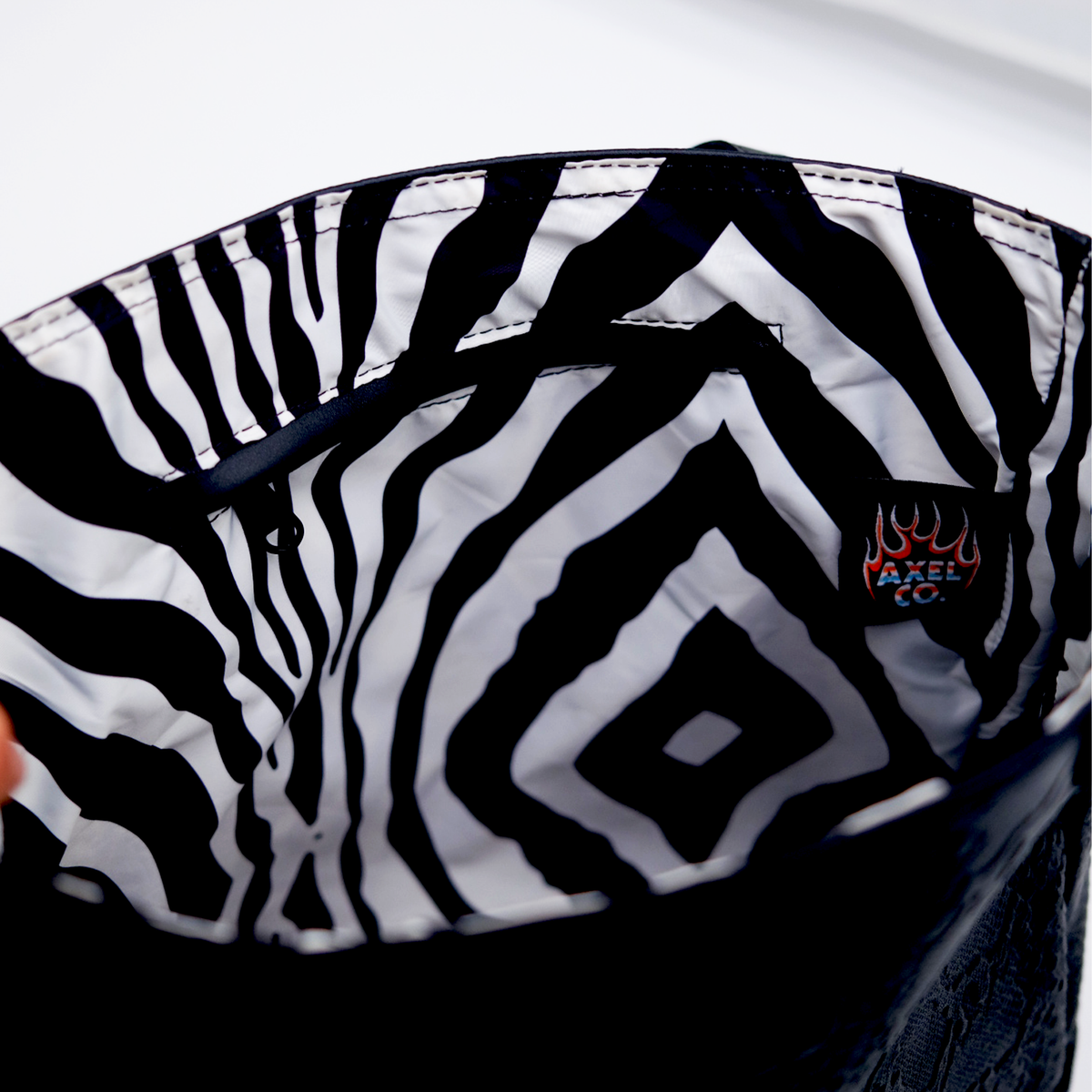 Alligator Skin Leather Shoulder Bag with Zebra Print Liner